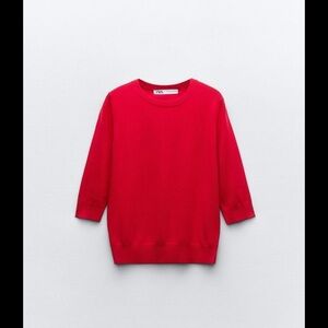 Zara Bold Red Knit Top